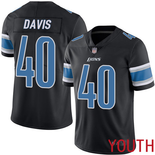 Detroit Lions Limited Black Youth Jarrad Davis Jersey NFL Football #40 Rush Vapor Untouchable->youth nfl jersey->Youth Jersey